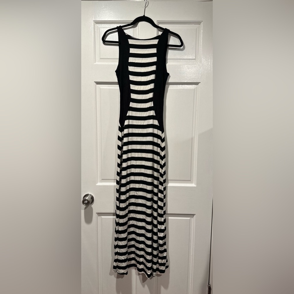 Monteau Striped Black and White Maxi Dress - Size S